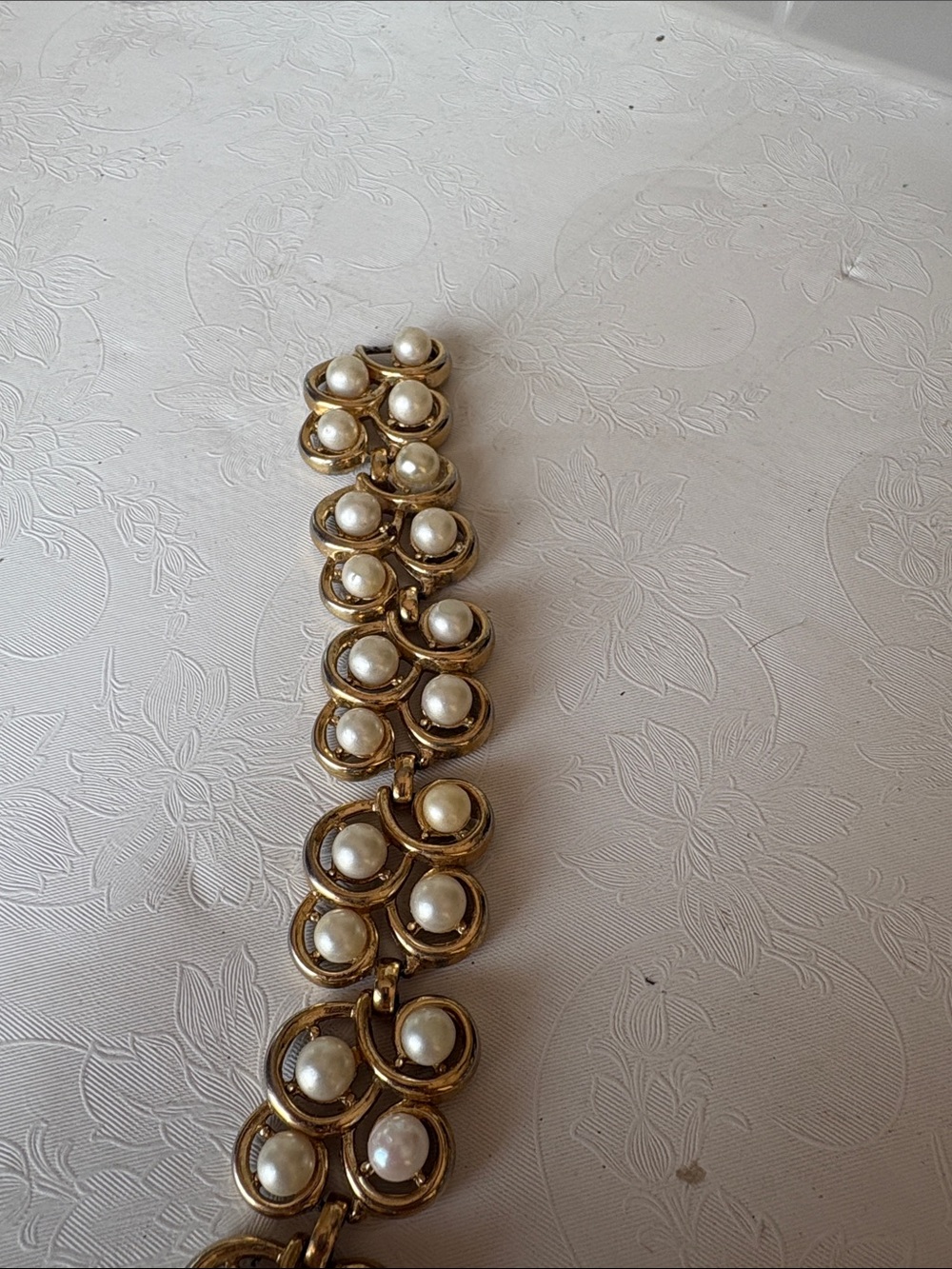 Trifari Gold-Tone Bracelet with Ivory Pearls - Picture 6 of 7